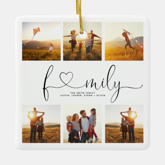 Zwart-withartscript 6 Fotoserie Collage Keramisch Ornament (Voorkant)