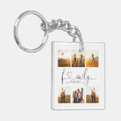 Zwart-withartscript 6 Fotoserie Collage Sleutelhanger (Voorkant Links)