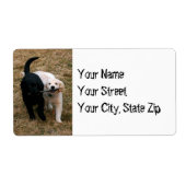 Zwart-withonden met stickadreslabel etiket (Voorkant)