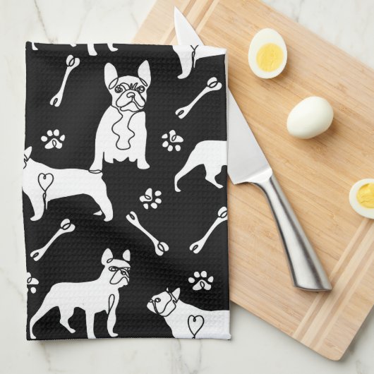 Zwart-withonden Theedoek (Quarter Fold)