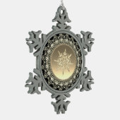 Zwart-witijs  tin sneeuwvlok ornament (Links)