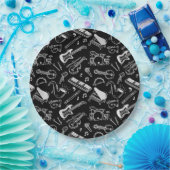 Zwart-witinstrumenten Papieren Bordje (Feest)