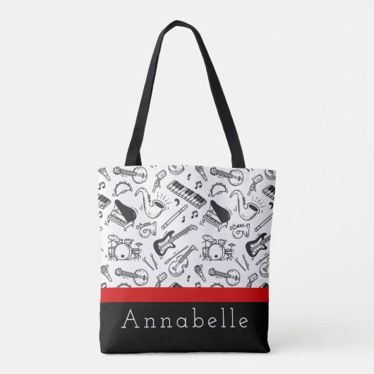 Zwart-witinstrumenten Tote Bag (Achterkant)