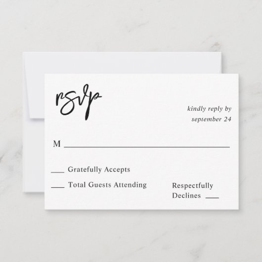 Zwart-witkalligrafie 10 RSVP zonder meel (Voorkant)