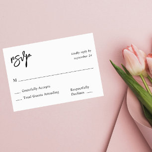 Zwart-witkalligrafie 10 RSVP zonder meel Kaartje