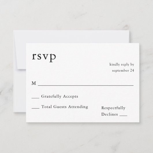 Zwart-witkalligrafie 9 RSVP niet op maaltijd (Voorkant)