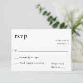 Zwart-witkalligrafie 9 RSVP niet op maaltijd (Staand voorkant)