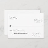 Zwart-witkalligrafie 9 RSVP niet op maaltijd (Voorkant / Achterkant)