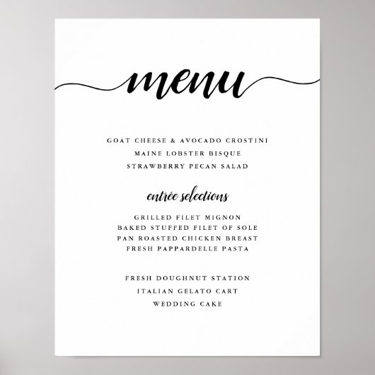 Zwart-witkalligrafie | Aangepast menu Poster (Voorkant)