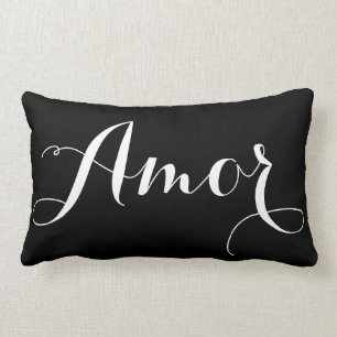 Zwart-witkalligrafie Amor Pillow Kussen