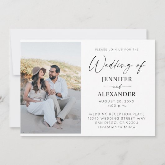 Zwart-witkalligrafie Eenvoudig huwelijk 3 Kaart (Voorkant)