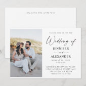 Zwart-witkalligrafie Eenvoudig huwelijk 3 Kaart (Voorkant / Achterkant)