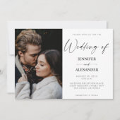 Zwart-witkalligrafie Foto eenvoudig Kaart (Voorkant)