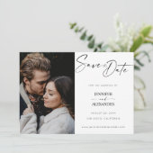 Zwart-witkalligrafie Foto Opslaan Datum Invi Kaart (Staand voorkant)