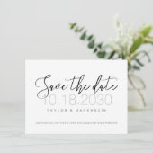 Zwart-witkalligrafie Foto Opslaan Datum kaart (Staand voorkant)