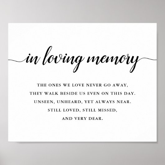 Zwart-witkalligrafie Herdenkingsbord Poster (Voorkant)