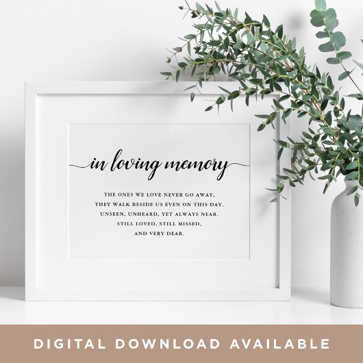 Zwart-witkalligrafie Herdenkingsbord Poster