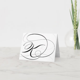 Zwart-witkalligrafie Initiaal K Monogram kaarten Notitiekaartje