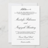 Zwart-witkalligrafie Manuscript Muslim Wedding Kaart (Voorkant)
