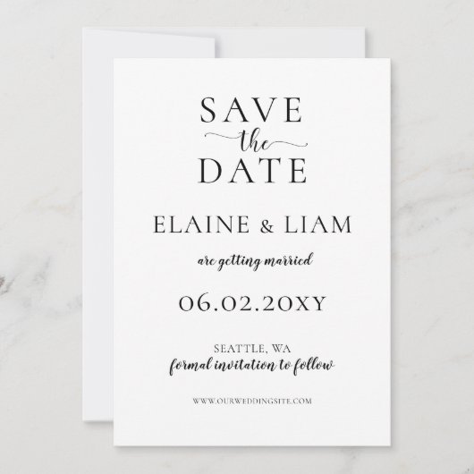 Zwart-witkalligrafie Save The Date (Voorkant)