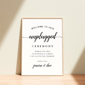 Zwart-witkalligrafie Unplugged Wedding Sign Poster