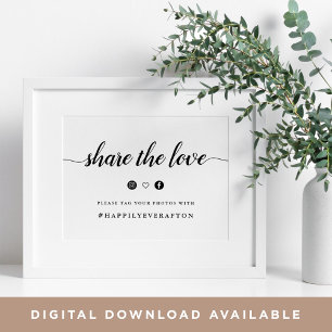 Zwart-witkalligrafie Weddenschap hashtag Poster