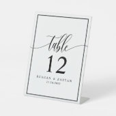 Zwart witkalligrafie-weduwentabel nummer reclamebord met voetstuk (Voorkant)