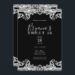 Zwart-witkant Elegant Sweet 16 Party Kaart<br><div class="desc">Aanpassen voor elke gebeurtenis</div>