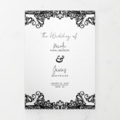 Zwart-witkant Elegant Wedding Drieluik Uitnodiging (Cover)