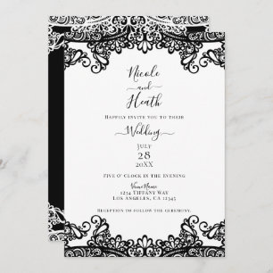 Zwart-witkant Elegant Wedding Kaart