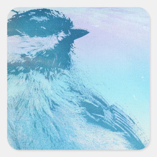 Zwart witkapje afdrukken vierkante sticker (Voorkant)
