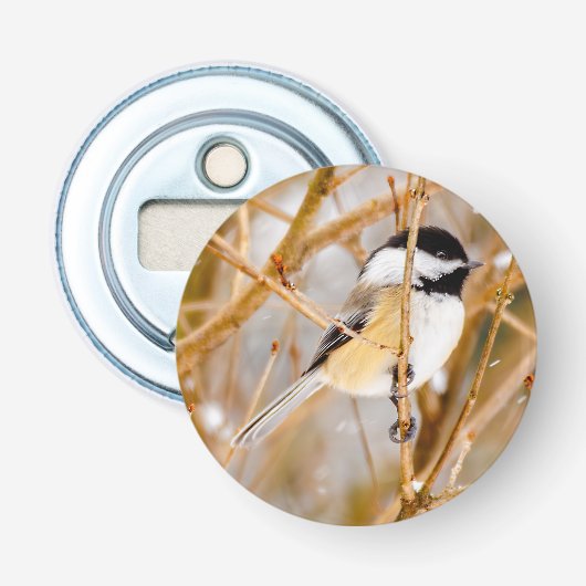 Zwart witkapje - originele foto button flesopener (Voorkant)