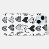 Zwart-witkat en hartpatroon Case-Mate iPhone case (Achterkant (horizontaal))