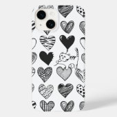 Zwart-witkat en hartpatroon Case-Mate iPhone case (Achterkant)