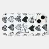 Zwart-witkat en hartpatroon Case-Mate iPhone case (Achterkant (horizontaal))