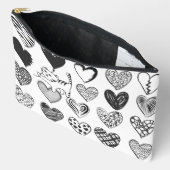 Zwart-witkat en hartpatroon etui (Open)