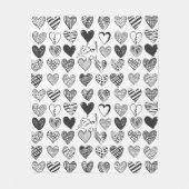 Zwart-witkat en hartpatroon fleece deken (Voorkant)