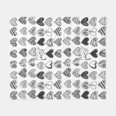 Zwart-witkat en hartpatroon fleece deken (Voorkant (Horizontaal))