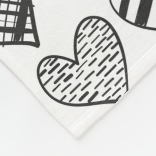 Zwart-witkat en hartpatroon fleece deken (Hoek)