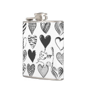 Zwart-witkat en hartpatroon heupfles (Links)