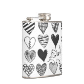 Zwart-witkat en hartpatroon heupfles (Rechts)