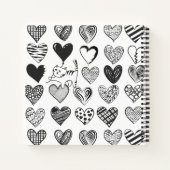 Zwart-witkat en hartpatroon notitieboek (Achterkant)