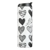 Zwart-witkat en hartpatroon thermosbeker (Gedraaid links)