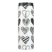 Zwart-witkat en hartpatroon thermosbeker (Achterkant)