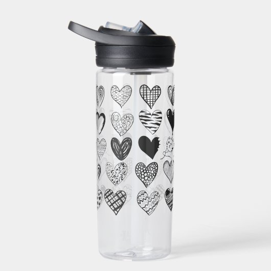 Zwart-witkat en hartpatroon waterfles (Rechts)