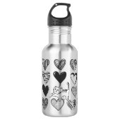 Zwart-witkat en hartpatroon waterfles (Voorkant)