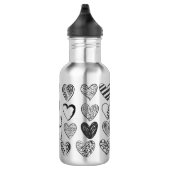 Zwart-witkat en hartpatroon waterfles  (Rechts)