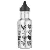 Zwart-witkat en hartpatroon waterfles  (Links)