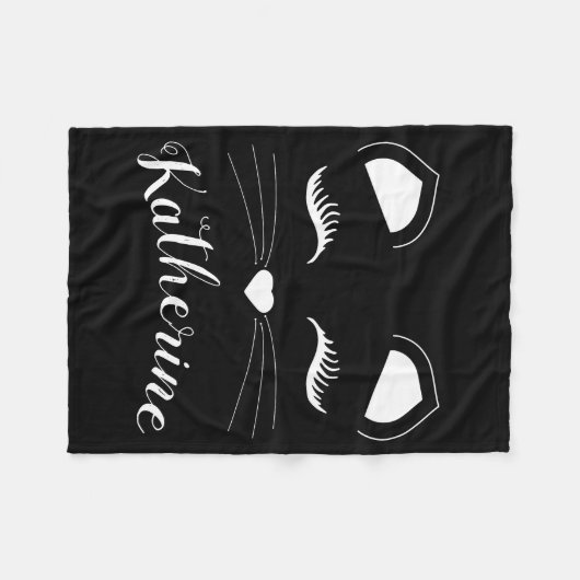 Zwart-witkat Fleece Deken (Voorkant (Horizontaal))