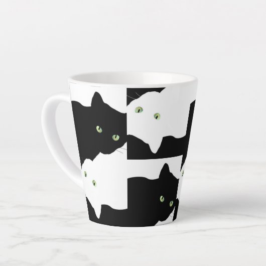 Zwart-witkat Latte Mok (Linkerhoek)